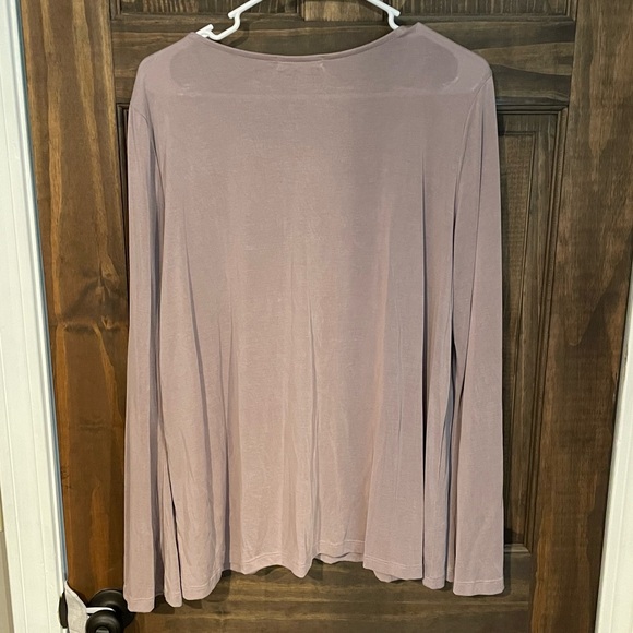 Mauve Bat Wing Criss Cross V Neck Long Sleeve Shirt Blouse - Picture 7 of 9